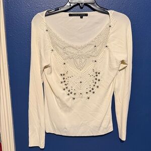 Michelle Nicole Ivory Embellished Blouse